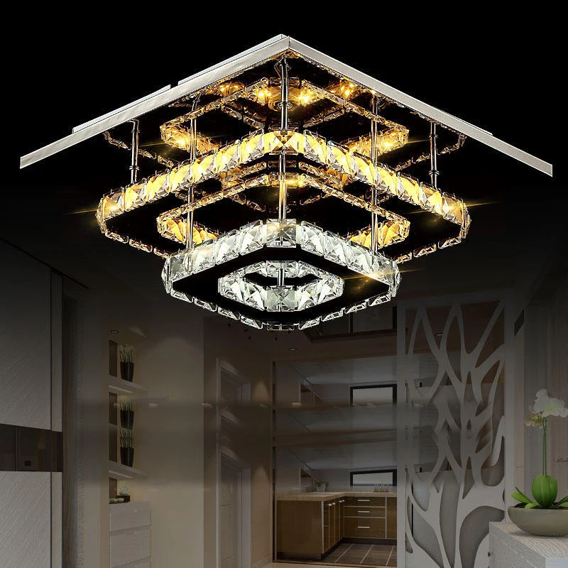 

modern crystal led ceiling lights bedroom living room plafond lamp lampen kristal design light fixtures Lustre Luminarias