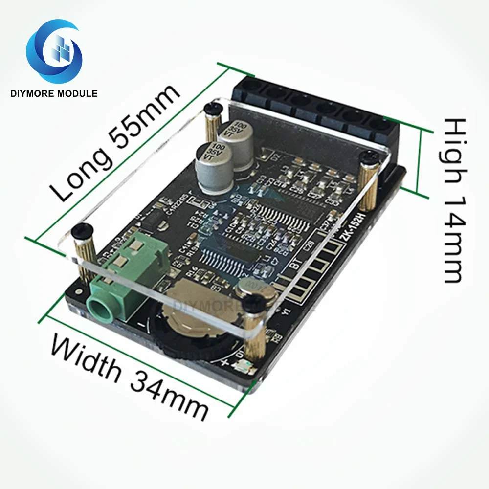 ZK-152H TPA3110D2 Bluetooth 5 0 Плата усилителя 15 Вт + 2 каналов стерео аудио с AUX разъемом чехол