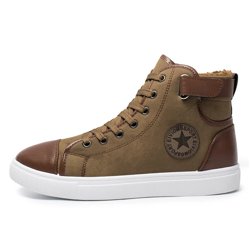 Khaki with fur 39-47 зимняя обувь Удобная Нескользящая теплая обувь мужская зимняя# NXDX868JM - Цвет: Khaki with fur
