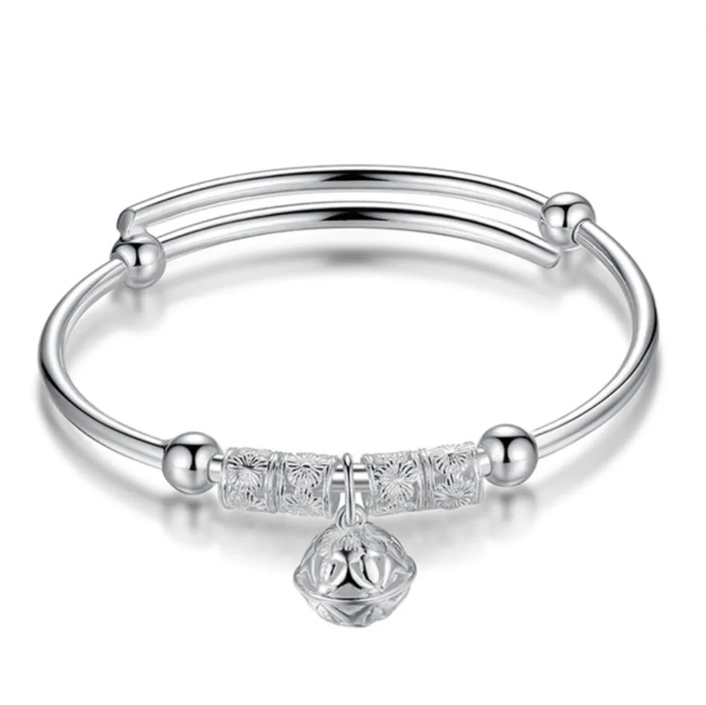 

Fashion 925 sterling silver Bracelet Charm Bangle Ball Cuff Bracelet for Women Silver Jewelry Gift New