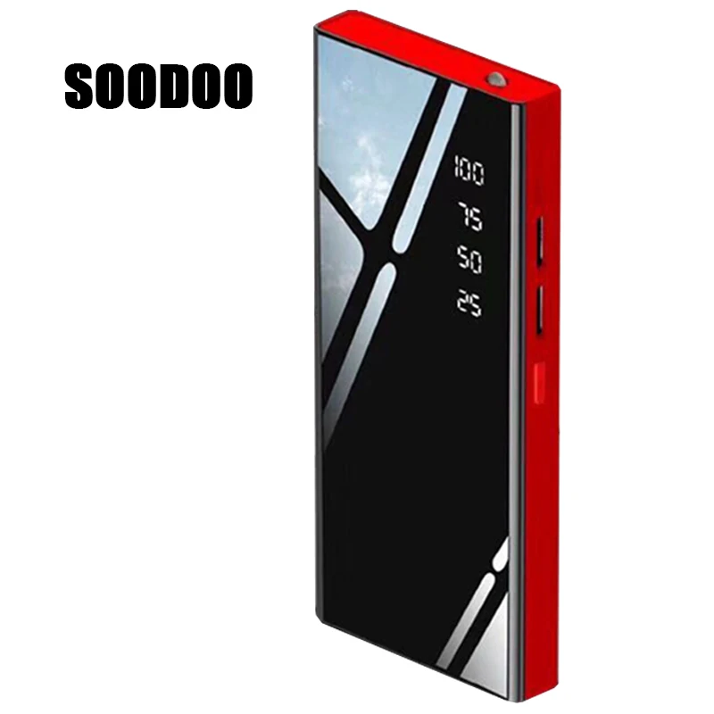 SOODOO 10000 мАч портативный цифровой дисплей внешний аккумулятор USB Type C зеркальное