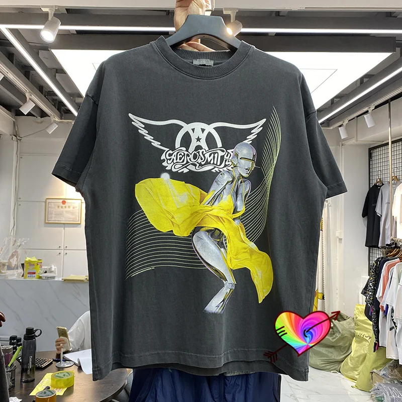 

Футболка Мужская/женская оверсайз с коротким рукавом, винтажный Стильный хлопковый топ для музыкального мирового турне, стирка под старину...