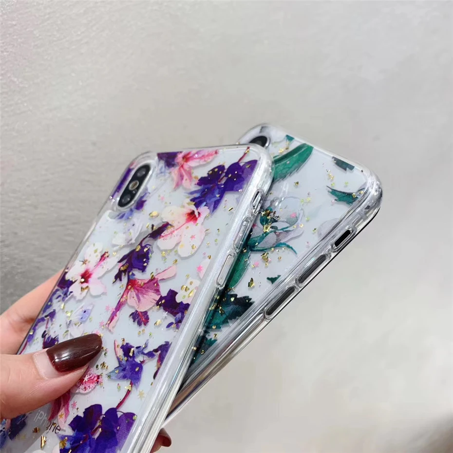 

Qianliyao Gold Foil Flowers Phone Cases For Samsung Galaxy S21 S20 S10 S9 Plus Note 20 10 Pro S20 Ultra Soft Cover Floral Cases