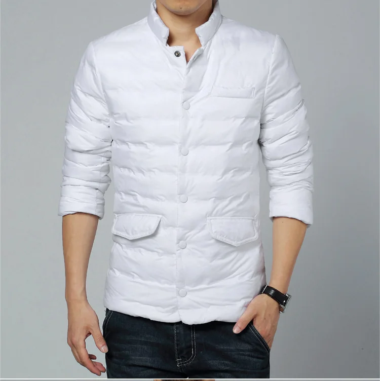 Mens Winter Cotton Padded Jacket and Coat Plus Size Stand Collar Puffer Jacket Men Slim Black Khaki Parka Men Warm Quilted Coat