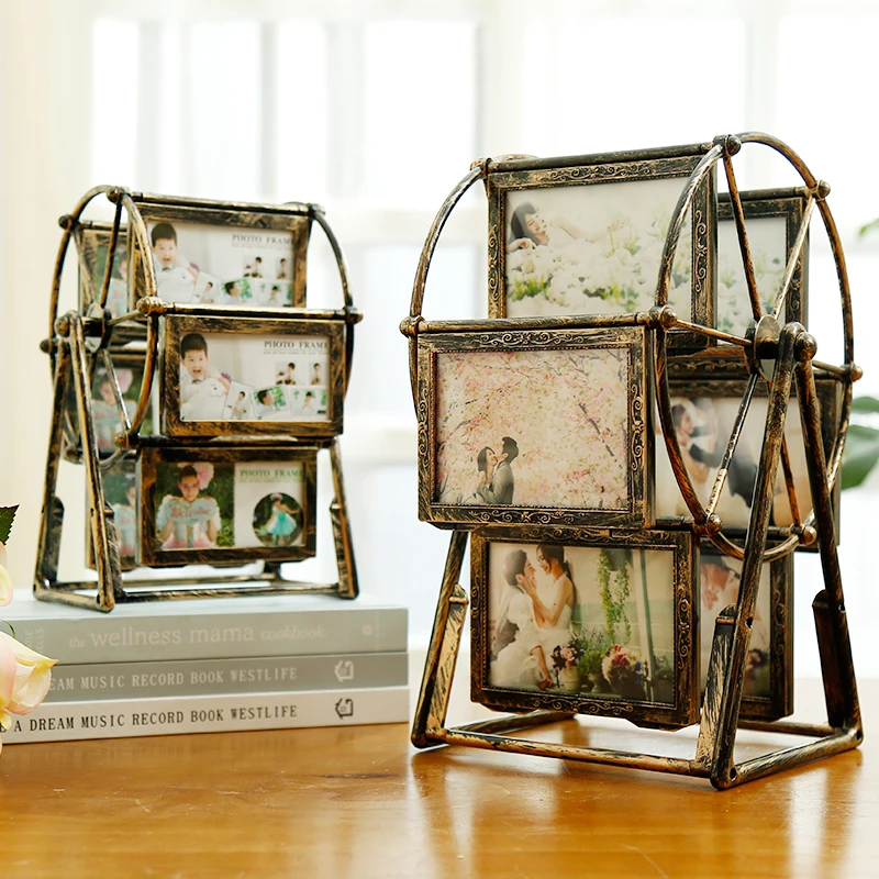 

Cute Miniatures Holder Crafts Table Nordic Vintage Ornaments Ferris Wheel Windmill Photo Album Gift Decoration Salon Home Decor