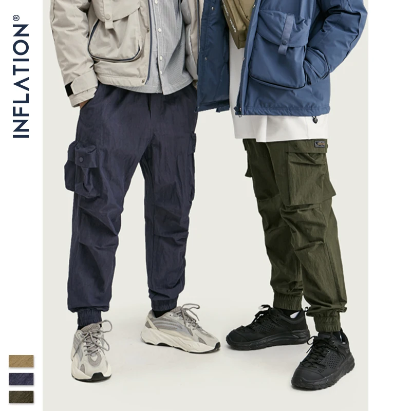 Мужские Плиссированные бегуны INFLATION свободные однотонные шаровары FW в стиле хип
