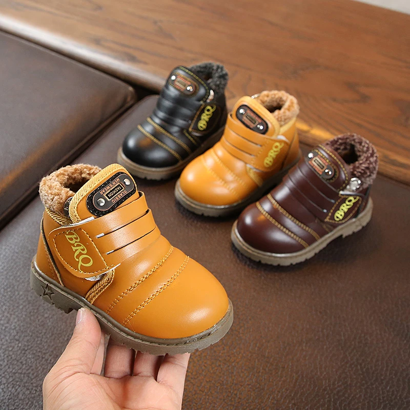 Повседневные легсветильник ботинки для малышей, Нескользящие кожаные сапогидля мальчиков и девочек, износостойкая водонепроницаемая обувь, размеры21-30
