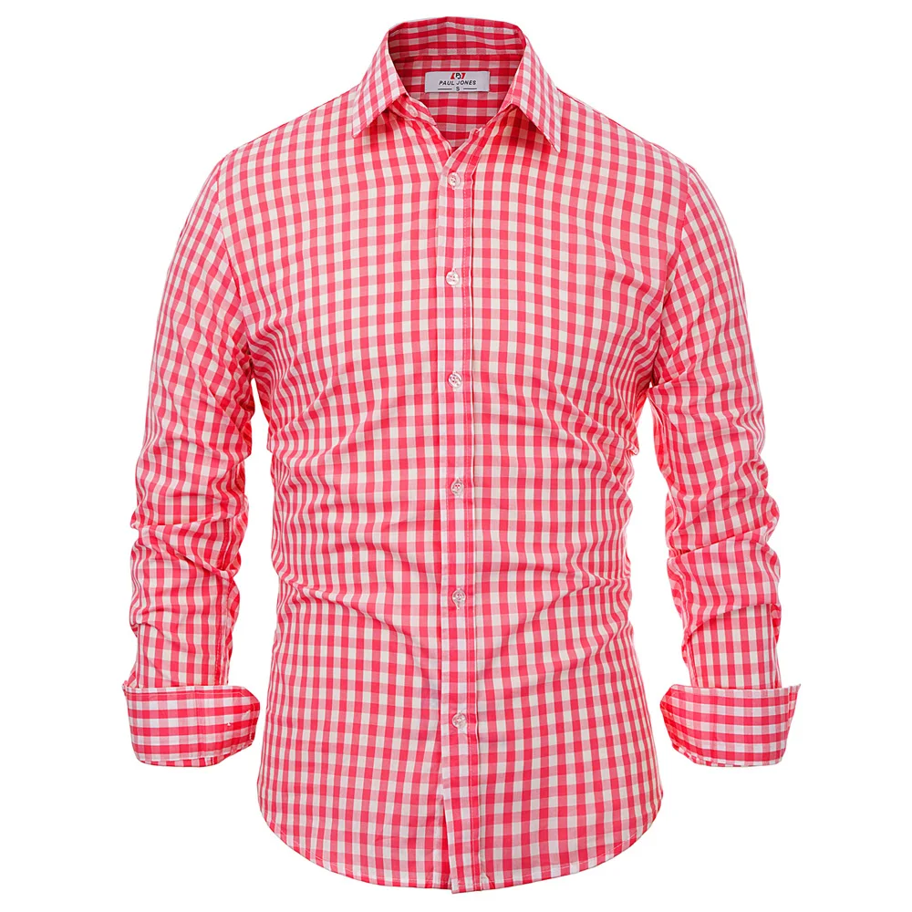 Pj Мужская рубашка из 100% хлопка стильная и приталенная с длинными рукавами