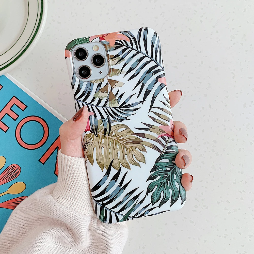 LOVECOM Vintage Banana Leaf Phone Case For iPhone 11 Pro Max XR XS 7 8 6 6S Plus X Korean Style Matte Soft IMD Back Cover | Мобильные