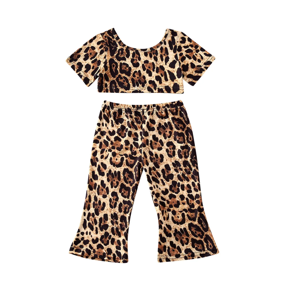 Летняя детская одежда для маленьких девочек комплекты с леопардовым принтом
