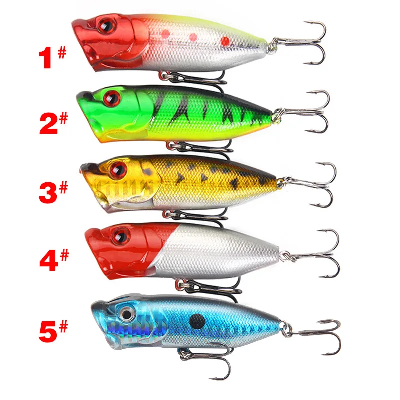 Hot 1PCS Fishing Lures 7cm/13g Topwater Popper Bait 5 Color Hard Artificial Wobblers Plastic Tackle With 6# Hooks |