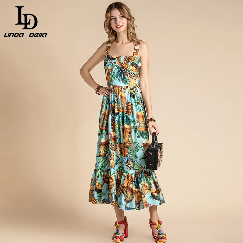 LD LINDA DELLA 2021 летнее модное дизайнерское платье для отпуска женское на бретельках в