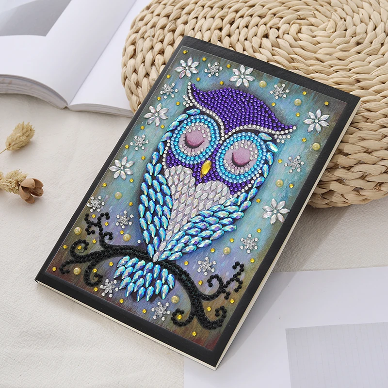 Дневник DIY Owl Special Shaped Diamond Painting на 56 страниц в формате A5 для скетчбука и вышивки крестом в подарок.