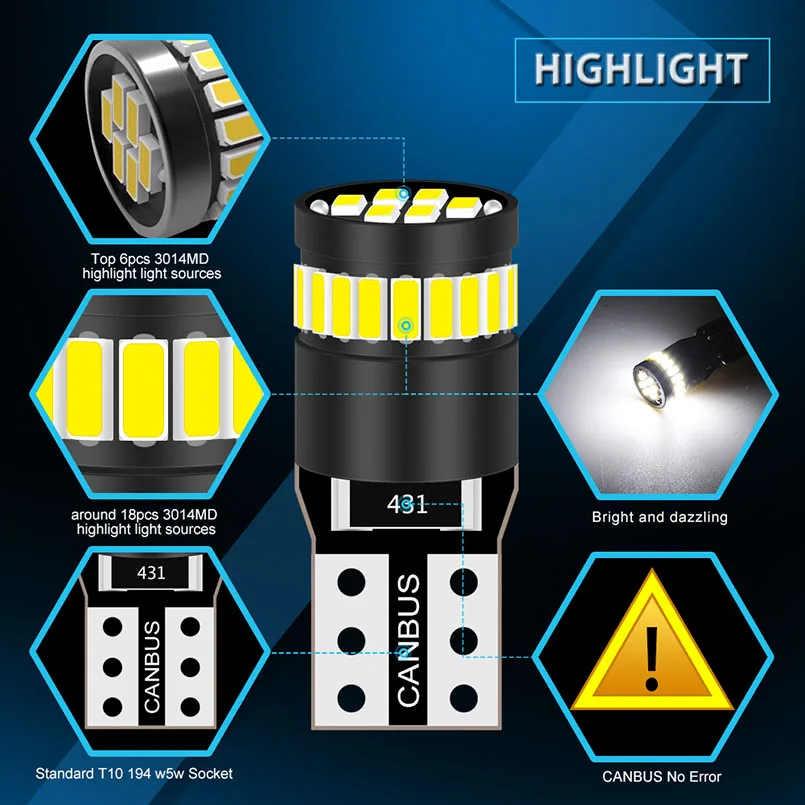 2pcs W5W T10 LED Canbus bubls 168 194 led Clearance Parking Lights Bulbs For Mercedes Benz W203 W205 W210 W212 W221 W124 W163 A |