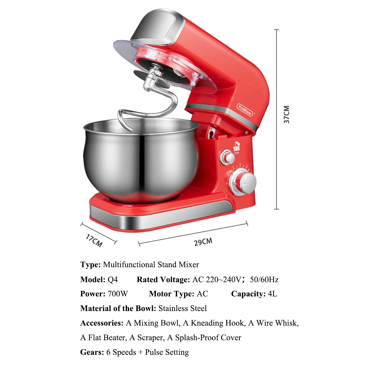 ProMixer Q4 Stand Mixer СМЕСИТЕЛЬ на подставке Кухонный робот Тестомесильная машина
