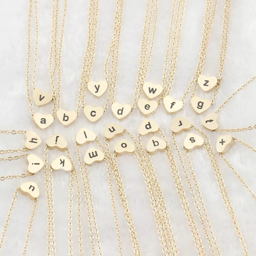 

Heart Shaped 26 Letters Necklace For Women Stainless Steel Necklace Couple Pendant Hip Hop Ppunk Women Jewelry Gifts Wholesale
