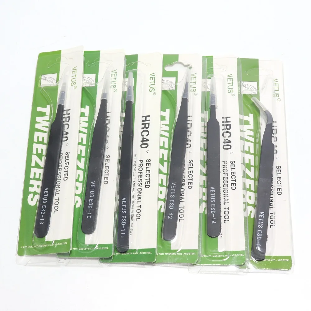 

100% original VETUS anti-static stainless steel tweezers ESD-10/11/12/13/14/15