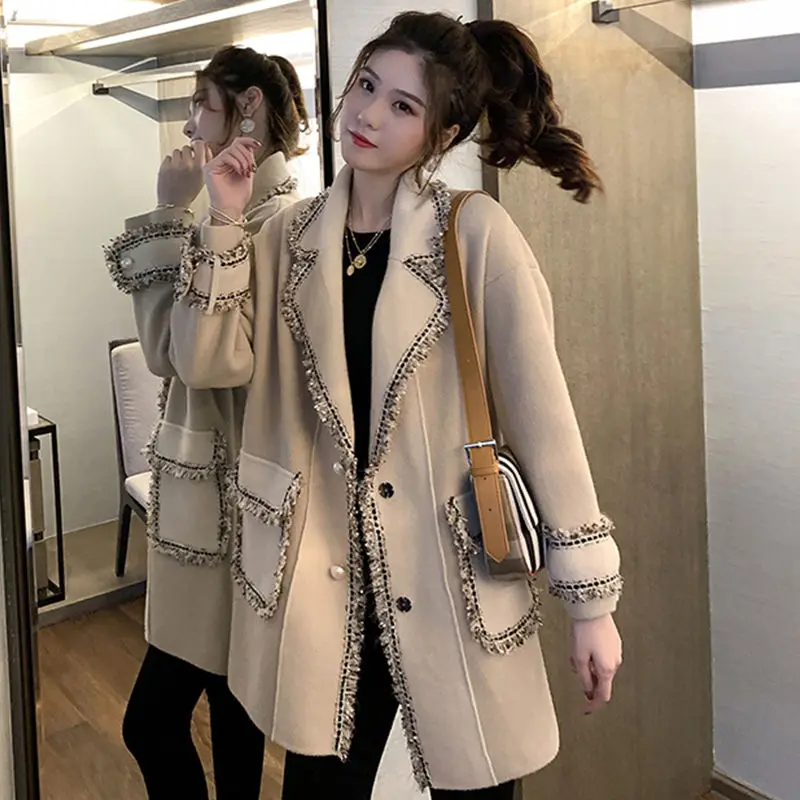 

Woolen Coat Women's Winter Coat Women's Coat Coat Women's Mid-length Korean Style Loose Mink Fleece Coat Women