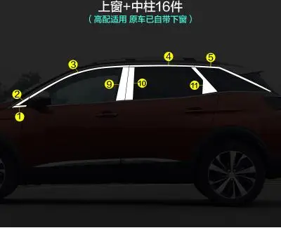 Наклейка для отделки окон автомобиля из нержавеющей стали 2017 2018 Peugeot 3008 GT отделка