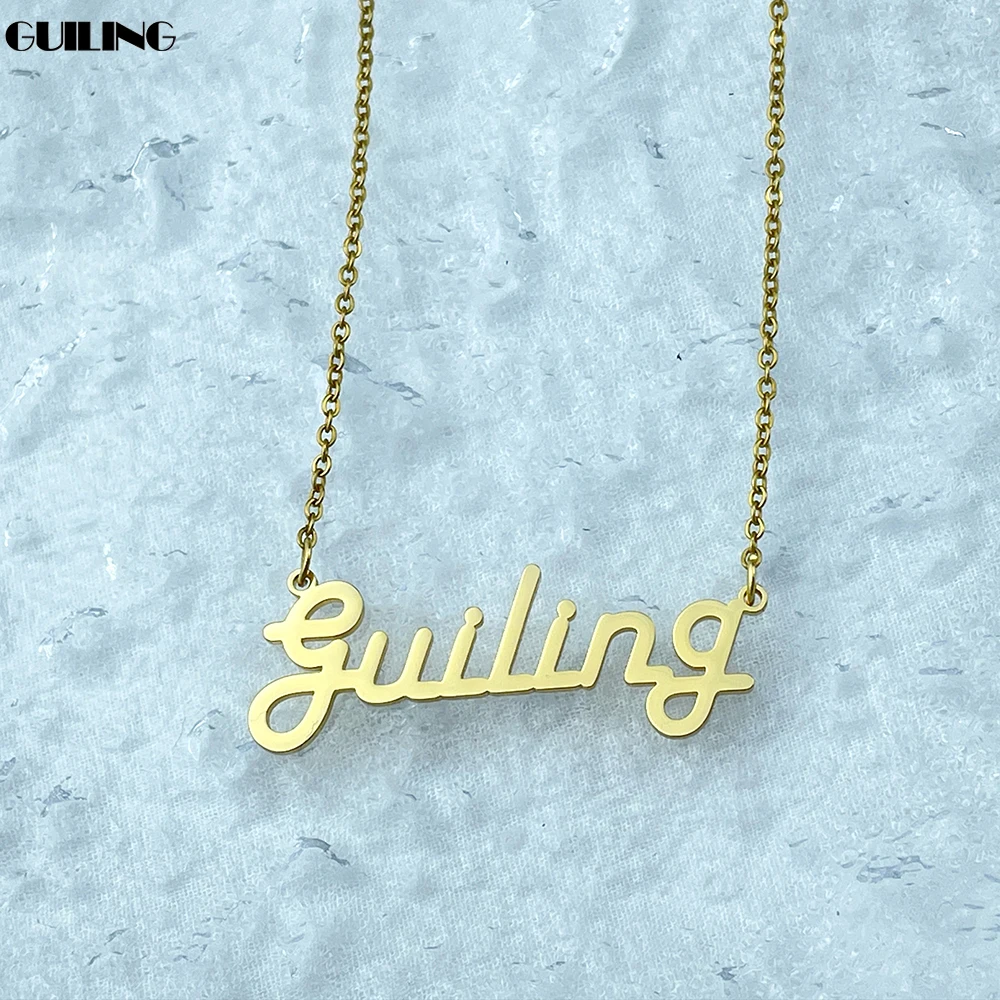 

Dainty Personalized Custom Nameplate Pendant Cute Women Name Chain Necklace Choker Stainless Steel Jewelry Christmas Home Gift