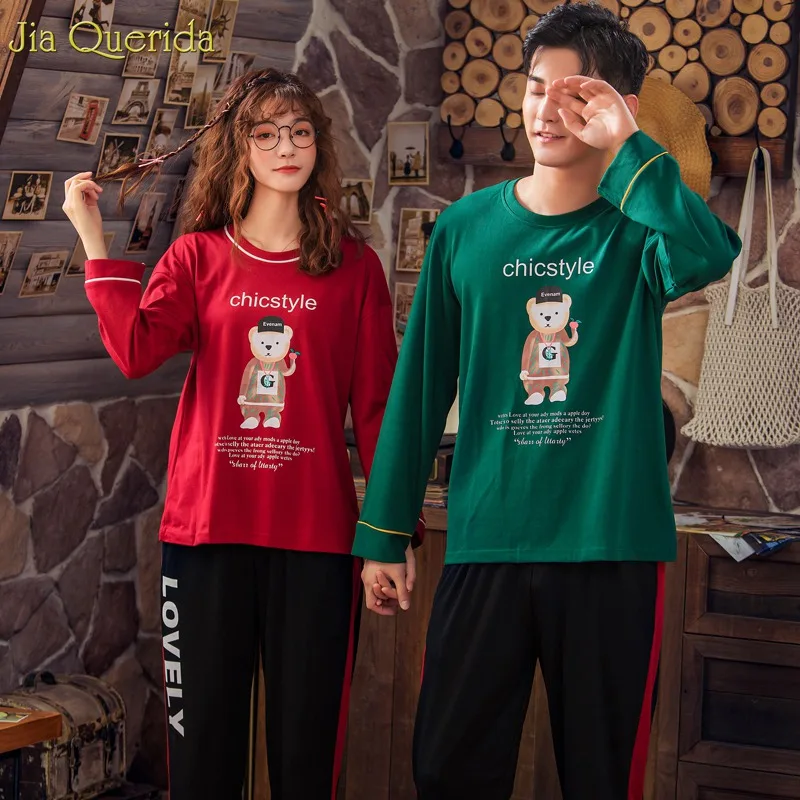 Рождественские одинаковые пижамы для пар шикарный стиль милые брюки с принтом