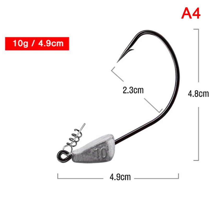 10 шт./лот рыболовные крючки со свинцовой головкой с цилиндрической серебристые