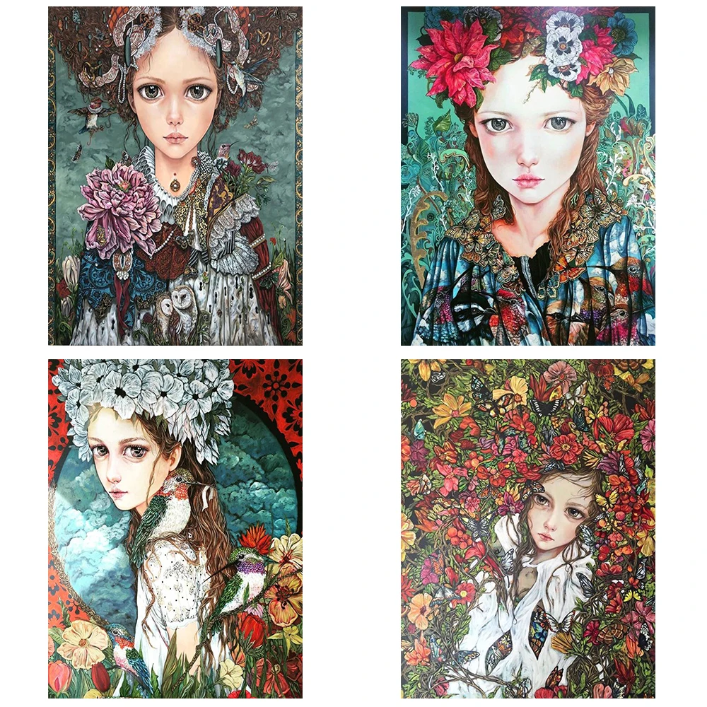 

Diy 5d Full Diamond Painted Embroidery Character Flower Girl Cross Stitch Square Round Drill Art Mosaic Hobby Gift