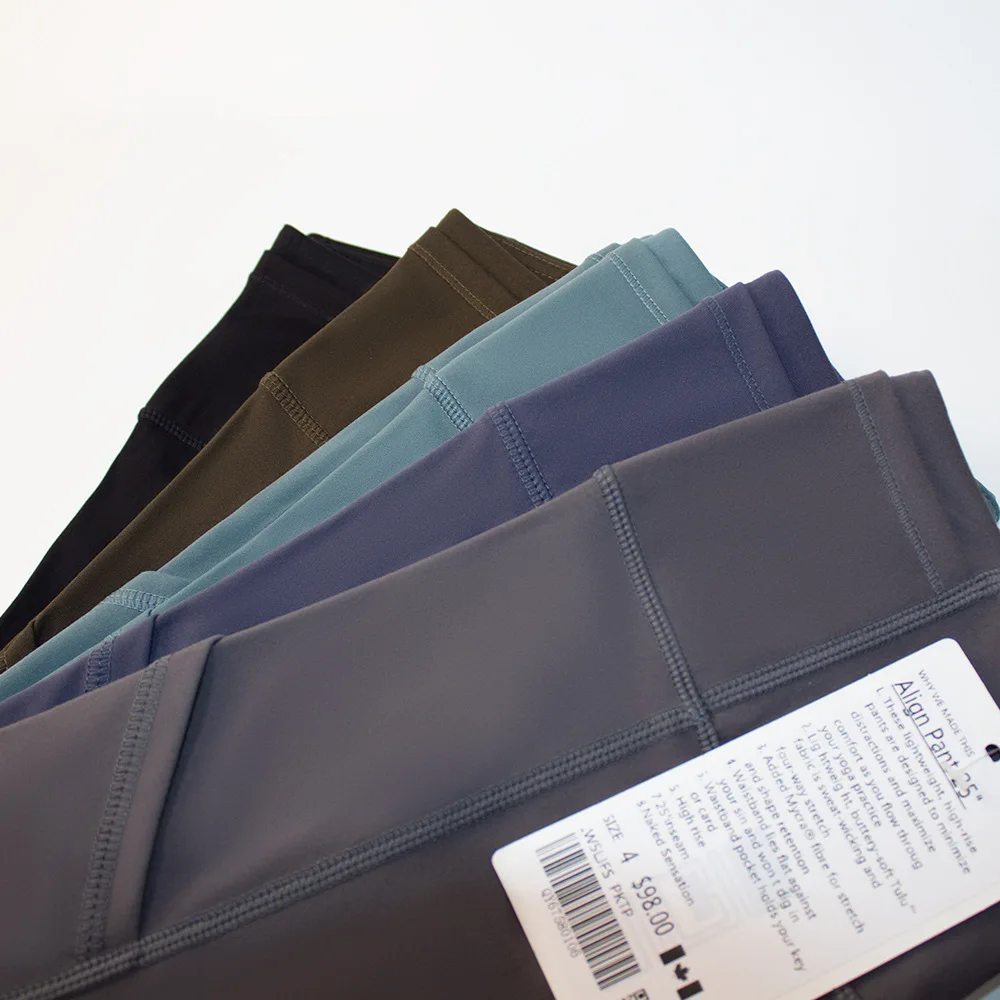 Fitness LuLu Running Street Women Yoga Pants Align Double Side Grinding High Waist Tight Leggings Pockets Sports Workout Pants