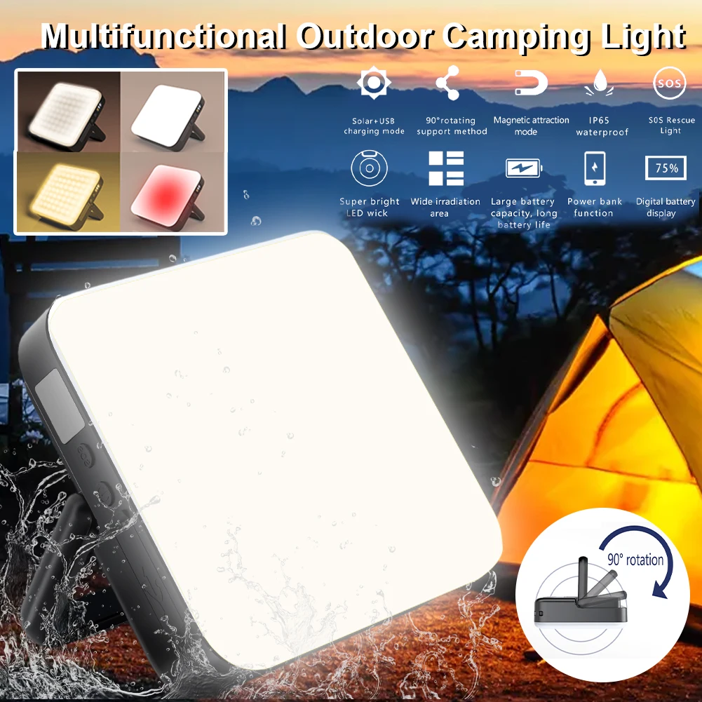 

Portable Camping LED Light Rechargeable Camping Hanging Lantern 13500mAh Power Bank LED Tent Light Fishing Emergencies Outdoor