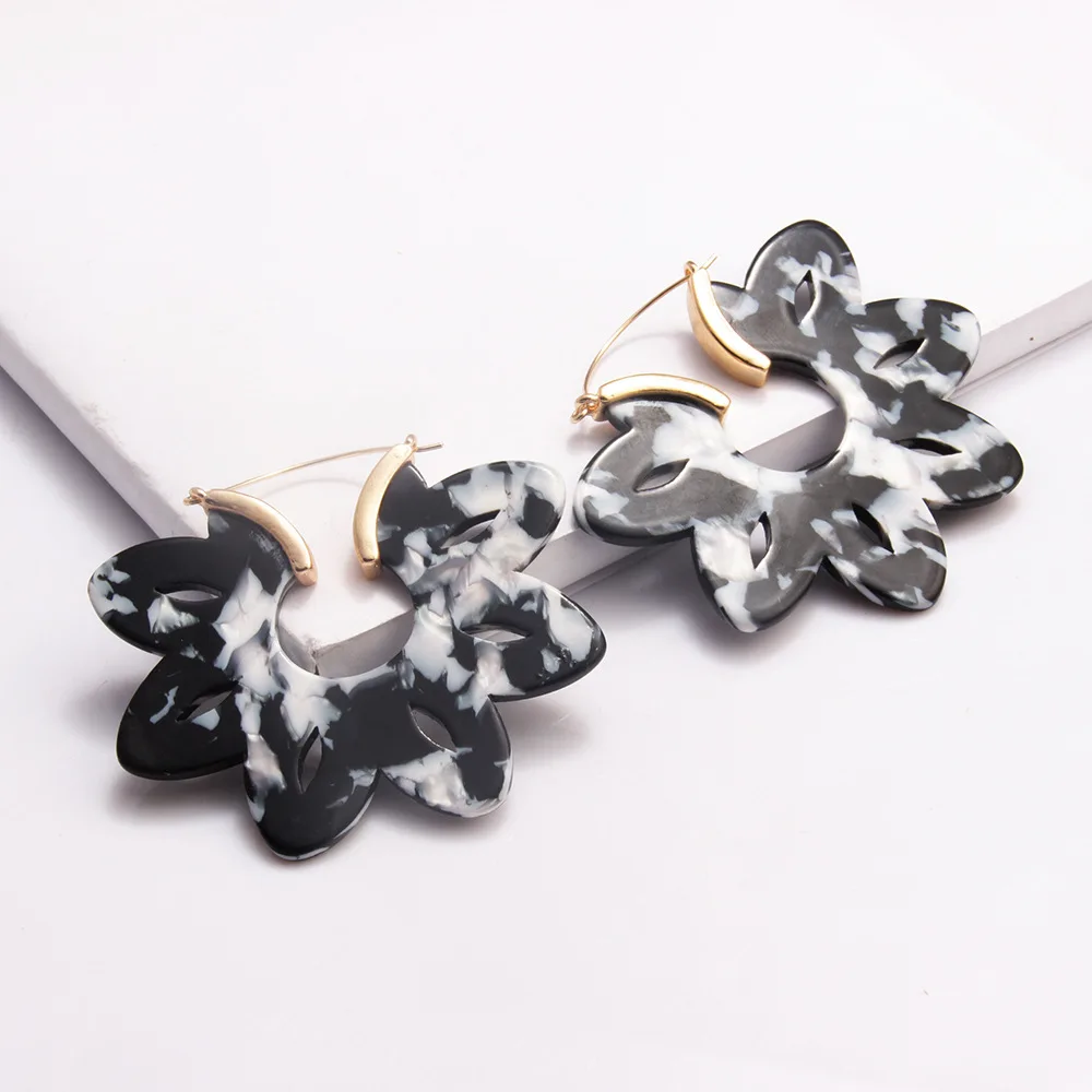 Женские акриловые богемные серьги с большим цветком Za леопардовые длинные