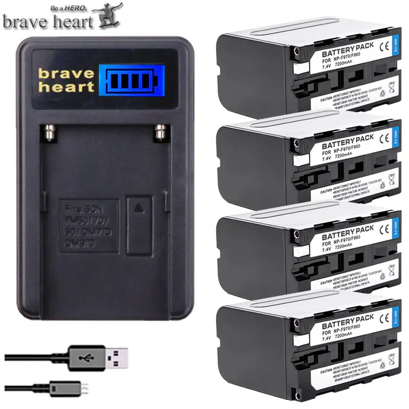 4x bateria NP F970 F960 Батарея + ЖК дисплей быстрее Dual USB Зарядное устройство для SONY CCD