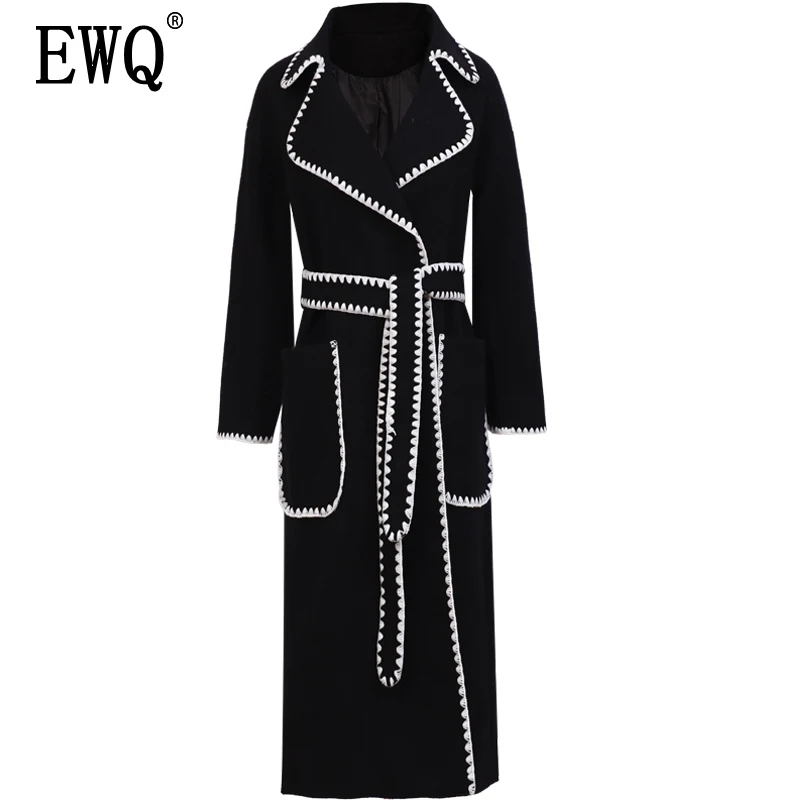 Женское шерстяное пальто в стиле пэчворк [EWQ] белое винтажное с отложным
