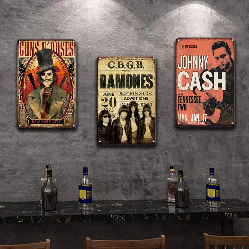 Металлический постер GUNS R ROSES Rock N Roll жестяной ВИНТАЖНЫЙ ПЛАКАТ с изображением