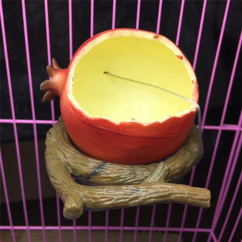 

Funny Fruit Shape Bird Parrot Feeder Food Water Feeding Bowl Container Feeders For Crates Cages Coop Pet Orange Pomegranate