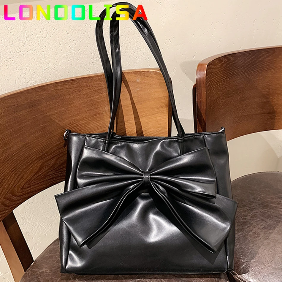 

Женская вместительная сумка из ПУ кожи, с бантом