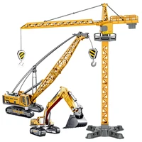 alloy engineering bulldozer crane construction truck rc tower designer for boys play excavator vehicles cars set toys for kids