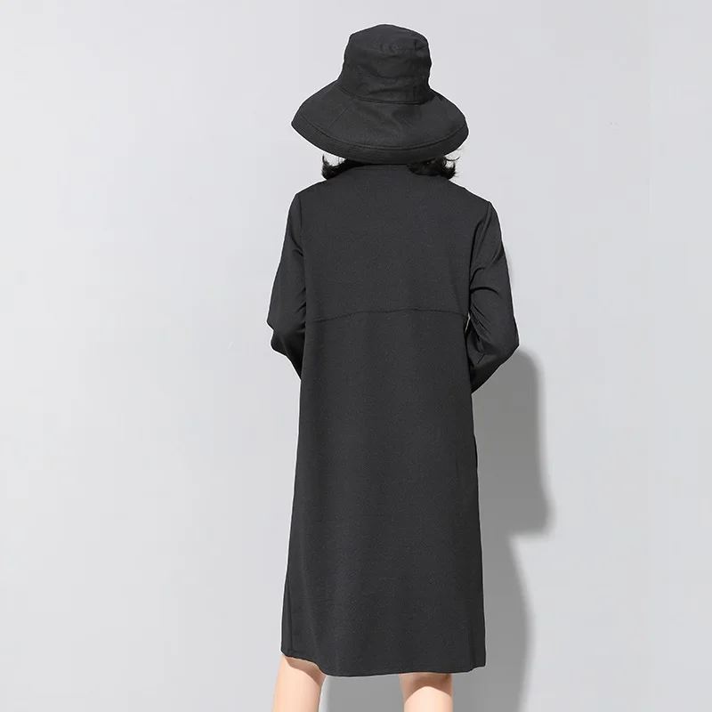 Женское повседневное свободное платье миди с длинным рукавом размера плюс