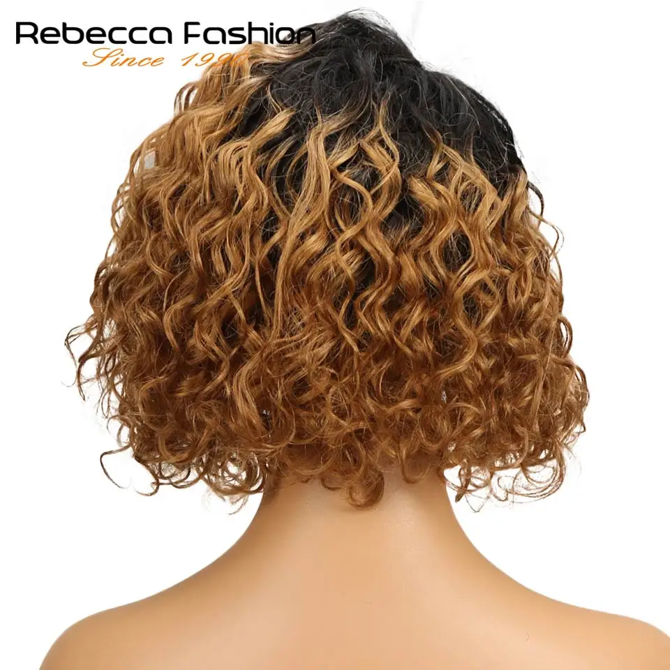 Короткие волнистые человеческие волосы Rebecca парики на сетке для чернокожих
