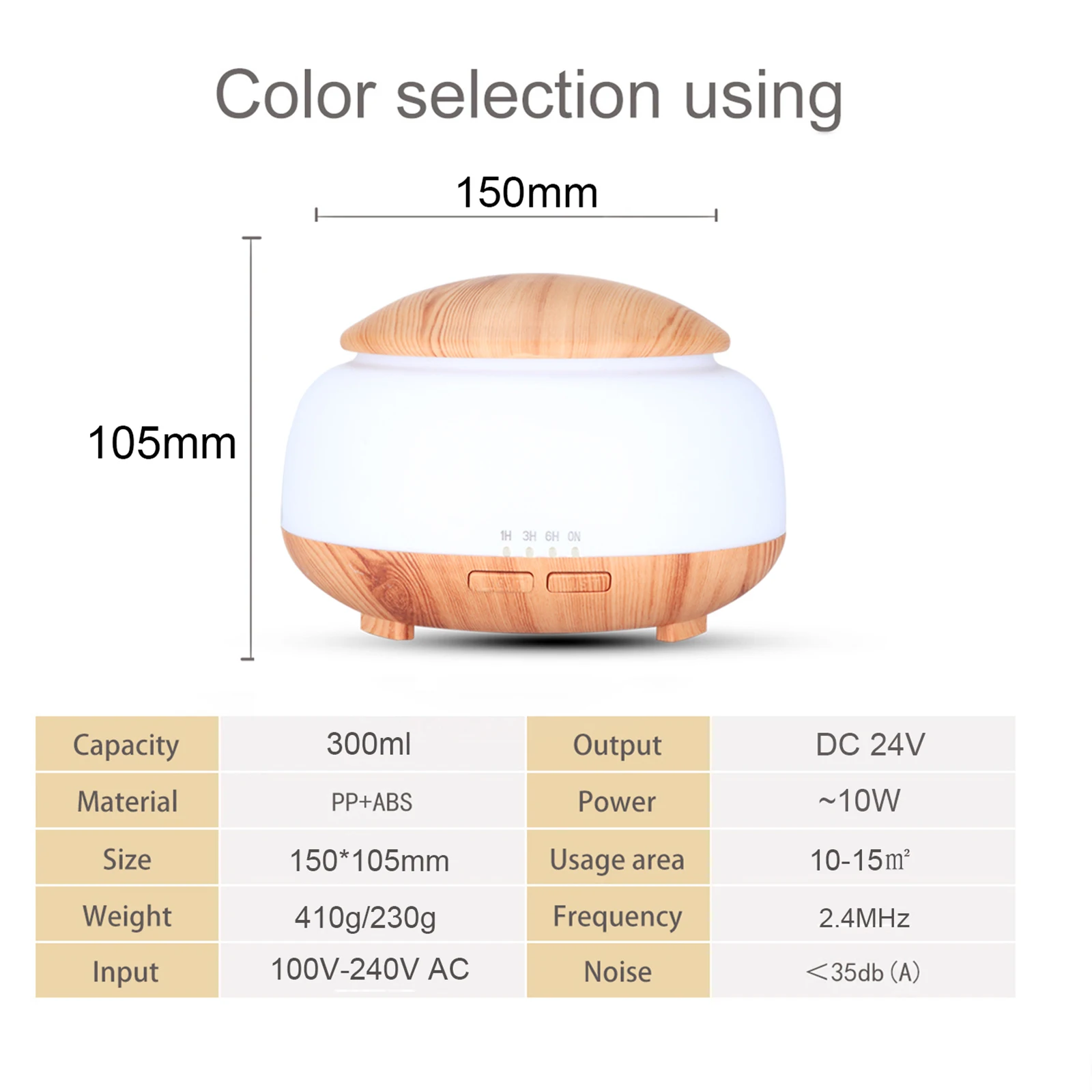 

300ml Electric Humidifier Essential Aroma Oil Diffuser Ultrasonic Wood Grain Air Humidifier Usb Mist Maker Led Mist Maker Light