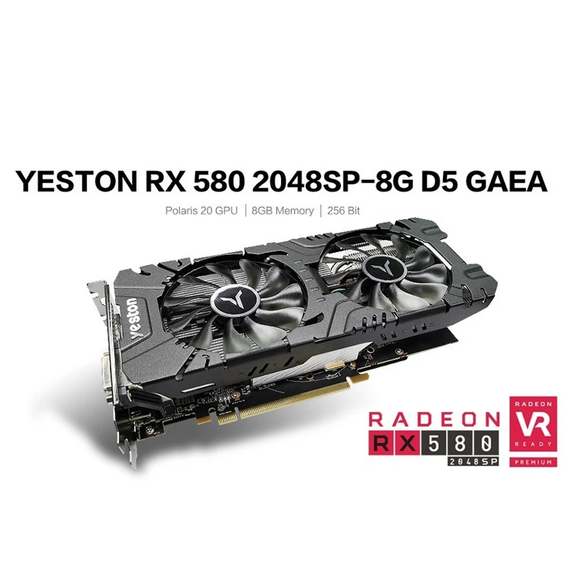 Yeston RX580 2048SP 8G D5 GAEA Ie карты Radeon Chill Polaris 20 двойной вентилятор охлаждения 8 ГБ GDDR5 256Bit