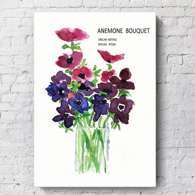 Красочные цветы зеленые растения холст живопись красивые украшение для дома