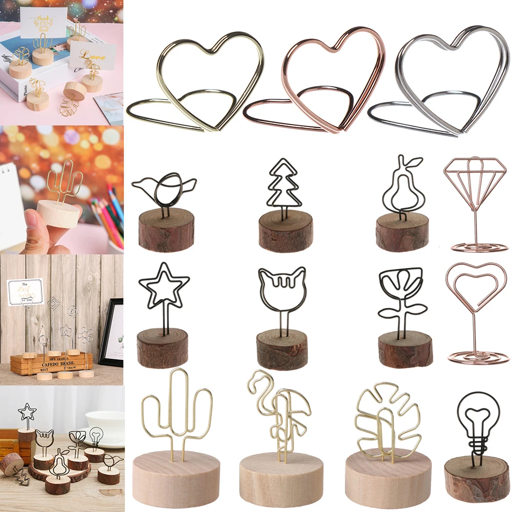 Креативная деревянная основа зажим для фоторамки железо держатель карт