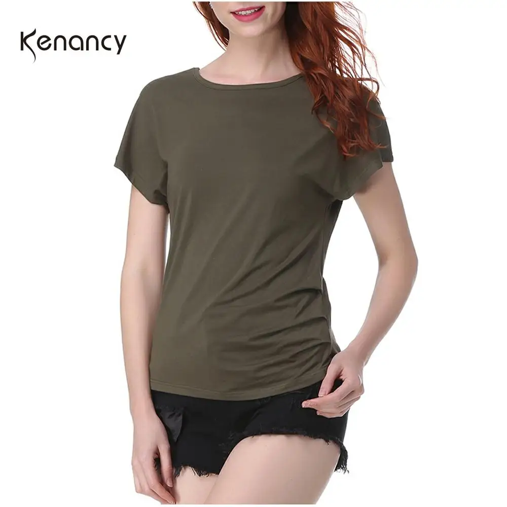 Женская туника с коротким рукавом и круглым вырезом свободного покроя|Футболки| |