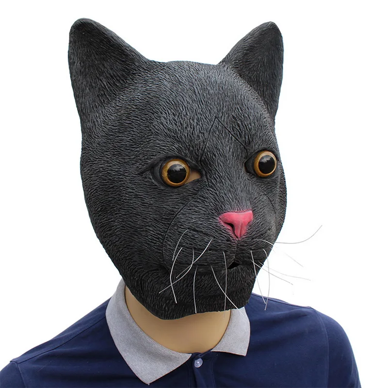 

Halloween Carnival Party Animal headgear Black Cat Mask Latex Cosplay Costume Props High Quality