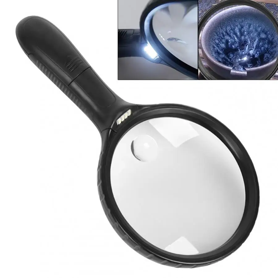 

Handheld 3X 6X Illuminated Magnifier with Light Magnifying Glass Aid Reading 4 LED Lamp for Seniors loupe Jewelry Repair Tool