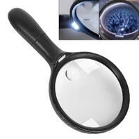 handheld 3x 6x illuminated magnifier with light magnifying glass aid reading 4 led lamp for seniors loupe jewelry repair tool