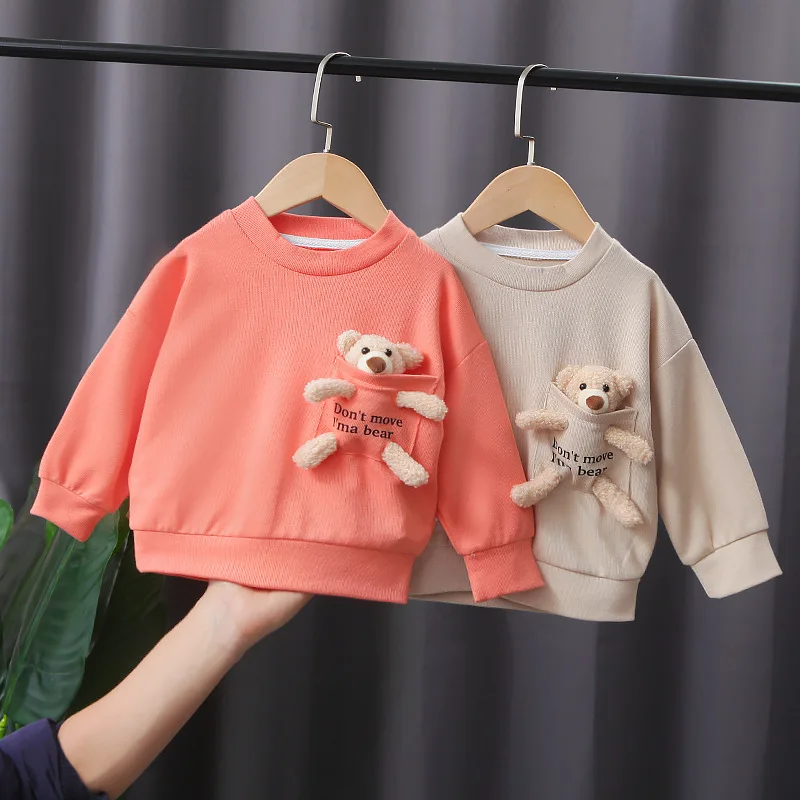 

Spring Autumn Toddler Baby Girl's T-shirts Sweater Boy's Long Sleeve Tops Kids Sweatshirt Bear T Shirts Sport Children Clothing