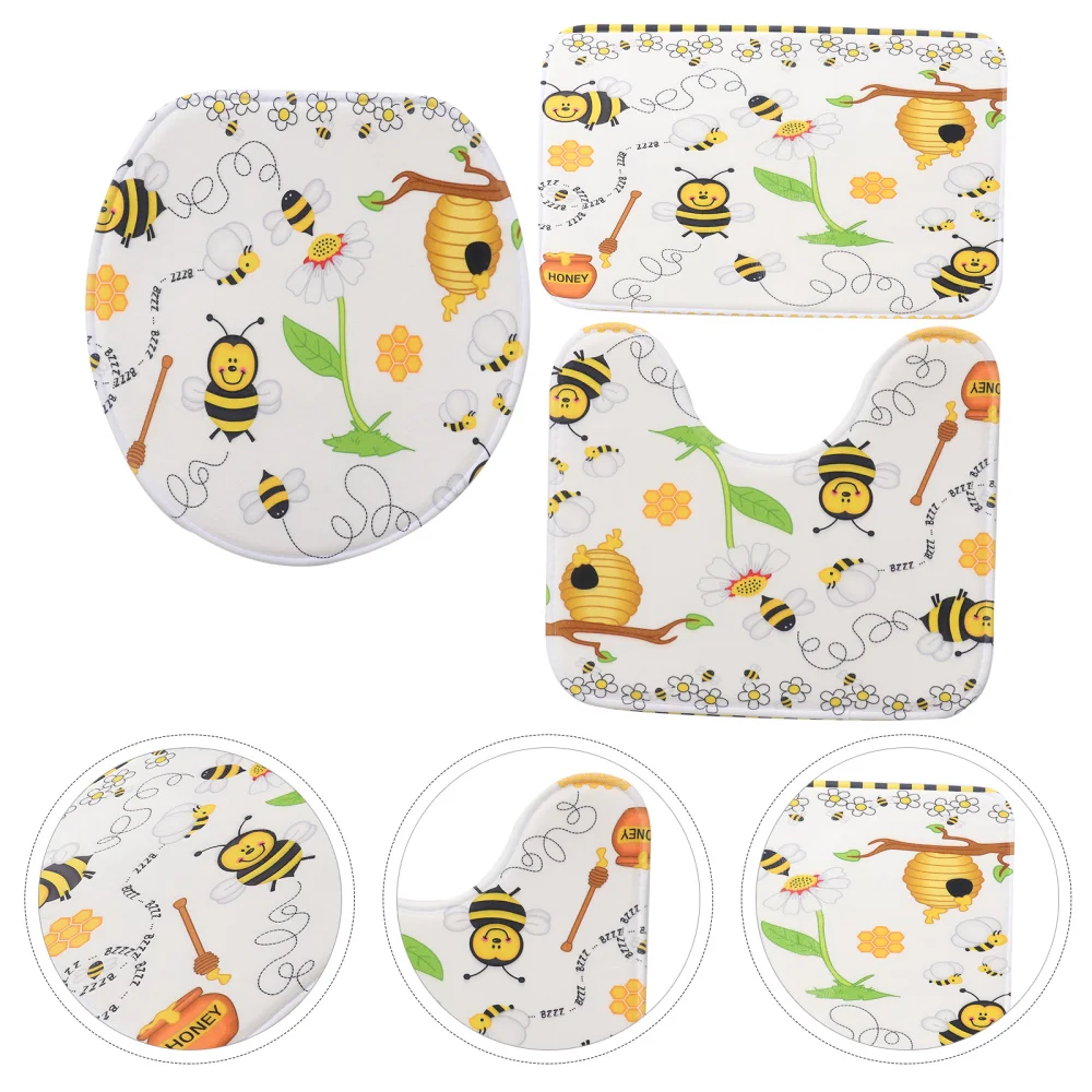 

1pc Bee Pattern Shower Curtain Home Waterproof Curtain Thickened Bath Curtain