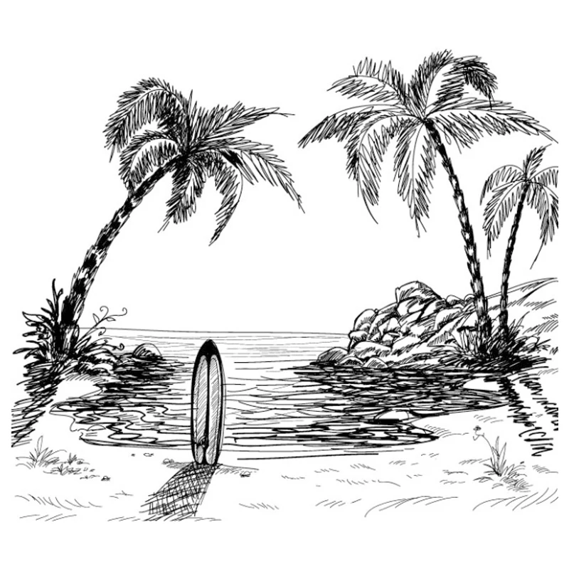 AZSG прозрачные марки для скрапбукинга дерева песочного пляжа моря декоративные