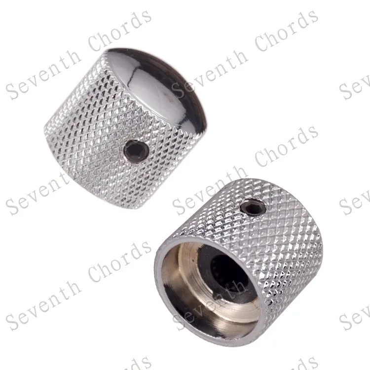 8 pcs metall gerändelt barrel dome elektrische bass gitarre tone volume control knöpfe mit hexa schraube lock typ chrom schwarz gold free gl